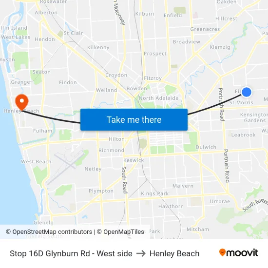 Stop 16D Glynburn Rd - West side to Henley Beach map