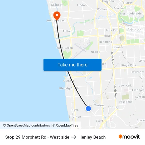 Stop 29 Morphett Rd - West side to Henley Beach map