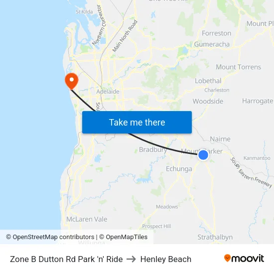 Zone B Dutton Rd Park 'n' Ride to Henley Beach map
