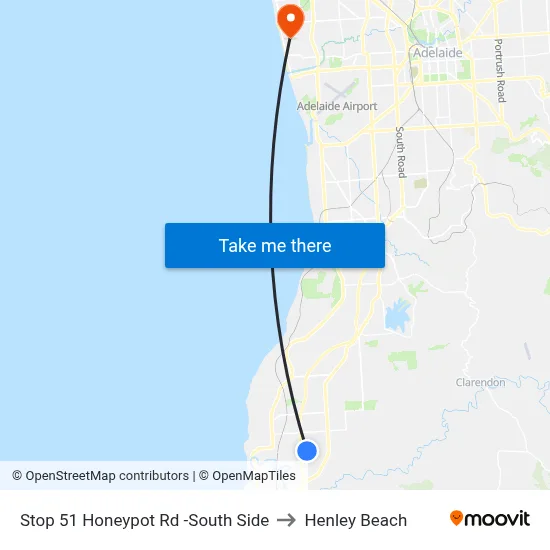 Stop 51 Honeypot Rd -South Side to Henley Beach map