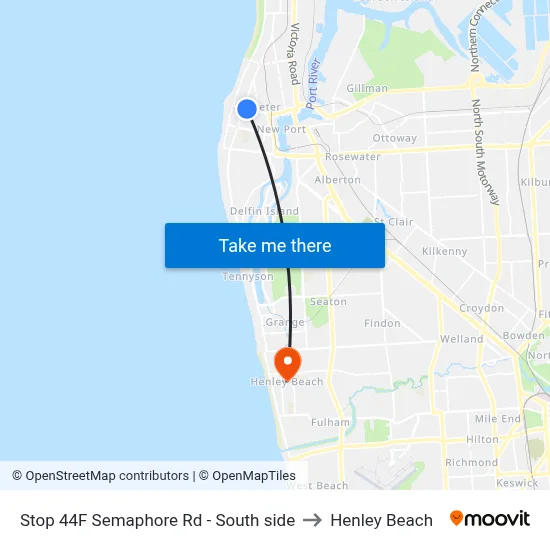 Stop 44F Semaphore Rd - South side to Henley Beach map