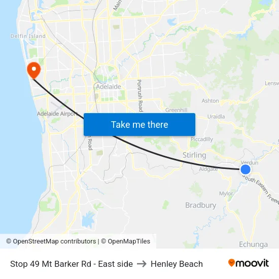 Stop 49 Mt Barker Rd - East side to Henley Beach map
