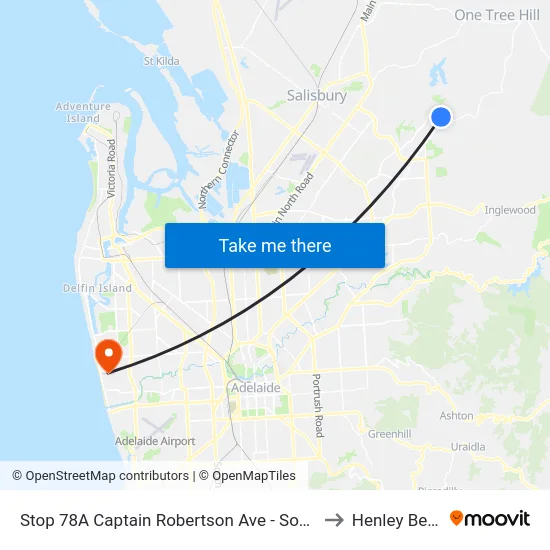 Stop 78A Captain Robertson Ave - South side to Henley Beach map