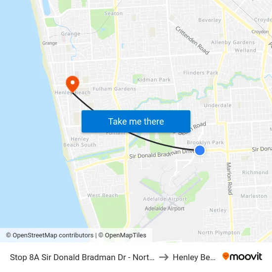 Stop 8A Sir Donald Bradman Dr - North side to Henley Beach map