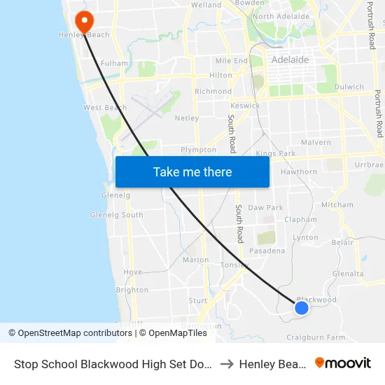 Stop School Blackwood High Set Down to Henley Beach map