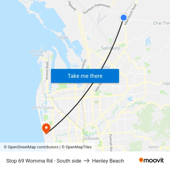 Stop 69 Womma Rd - South side to Henley Beach map