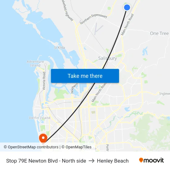 Stop 79E Newton Blvd - North side to Henley Beach map