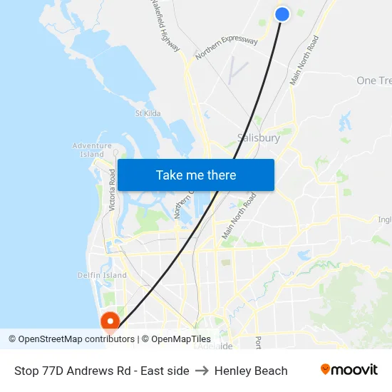 Stop 77D Andrews Rd - East side to Henley Beach map