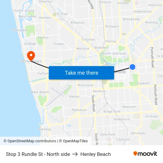 Stop 3 Rundle St - North side to Henley Beach map