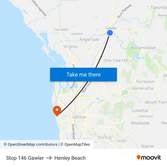 Stop 146 Gawler to Henley Beach map