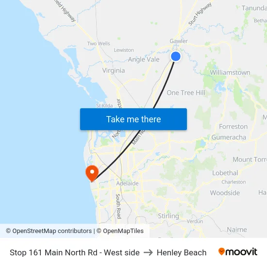 Stop 161 Main North Rd - West side to Henley Beach map