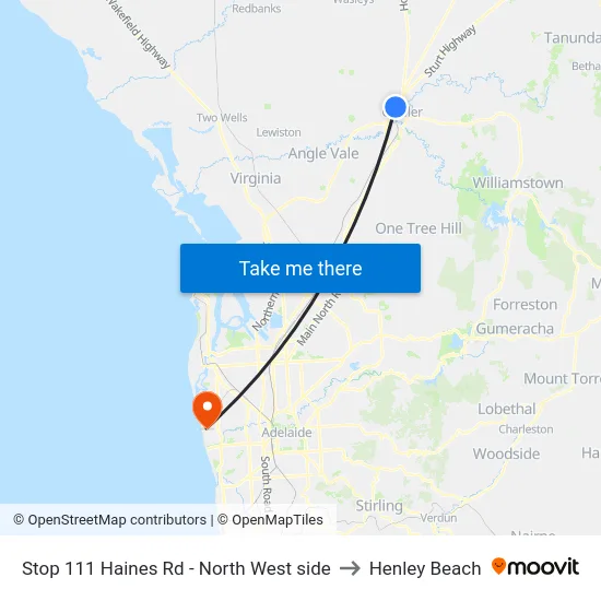 Stop 111 Haines Rd - North West side to Henley Beach map