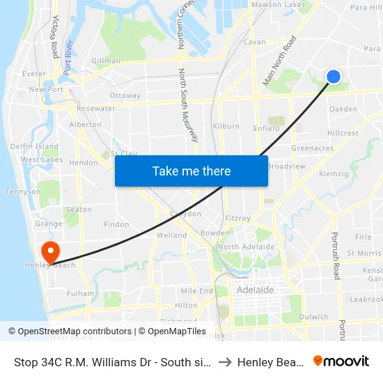 Stop 34C R.M. Williams Dr - South side to Henley Beach map