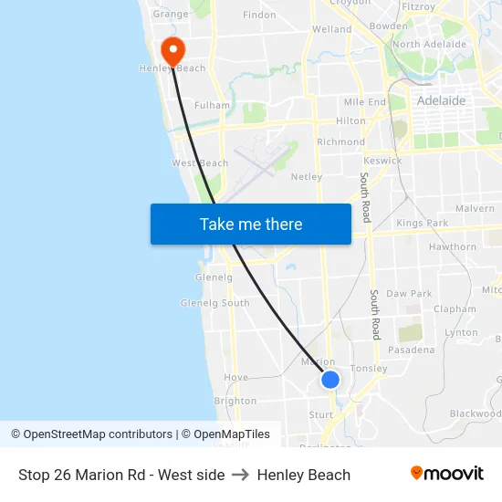 Stop 26 Marion Rd - West side to Henley Beach map