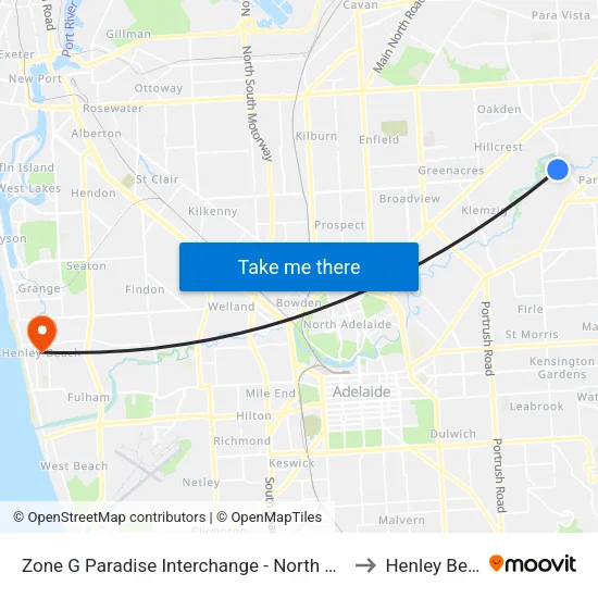 Zone G Paradise Interchange - North West side to Henley Beach map