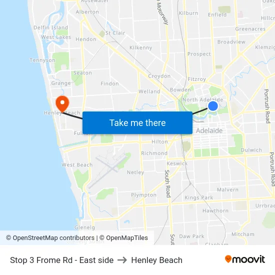 Stop 3 Frome Rd - East side to Henley Beach map