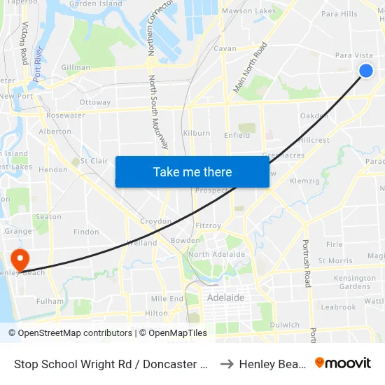 Stop School Wright Rd / Doncaster Ave to Henley Beach map
