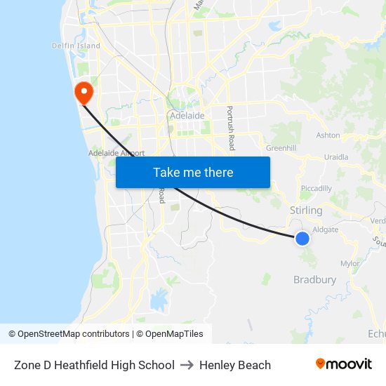 Zone D Heathfield High School to Henley Beach map