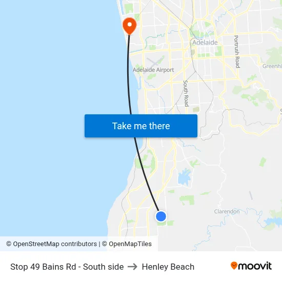 Stop 49 Bains Rd - South side to Henley Beach map