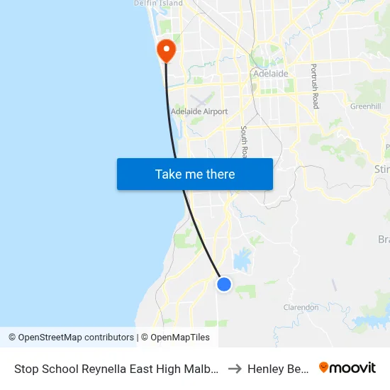 Stop School Reynella East High Malbeck Dr to Henley Beach map