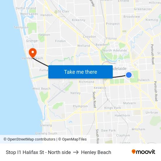 Stop I1 Halifax St - North side to Henley Beach map