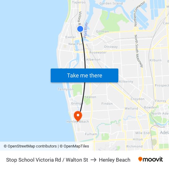 Stop School Victoria Rd / Walton St to Henley Beach map