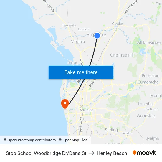 Stop School Woodbridge Dr/Dana St to Henley Beach map