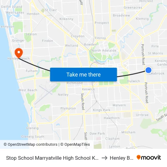 Stop School Marryatville High School Kensington Rd to Henley Beach map