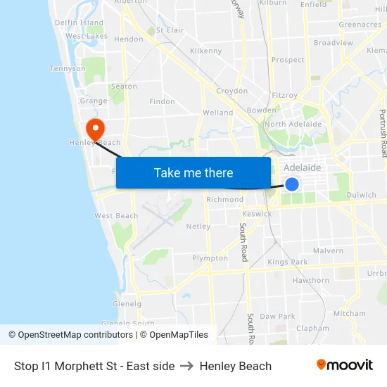 Stop I1 Morphett St - East side to Henley Beach map