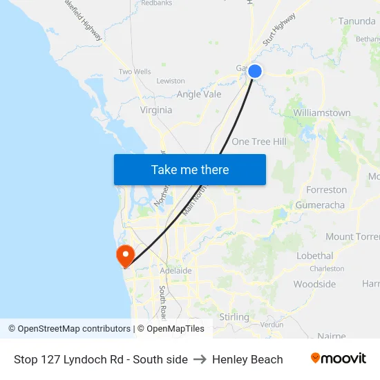 Stop 127 Lyndoch Rd - South side to Henley Beach map