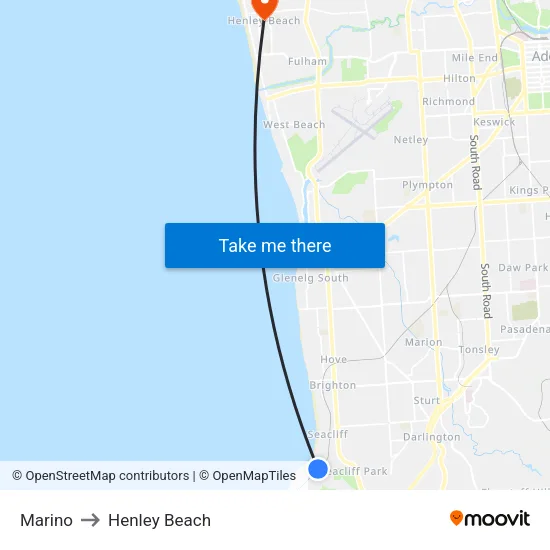 Marino to Henley Beach map