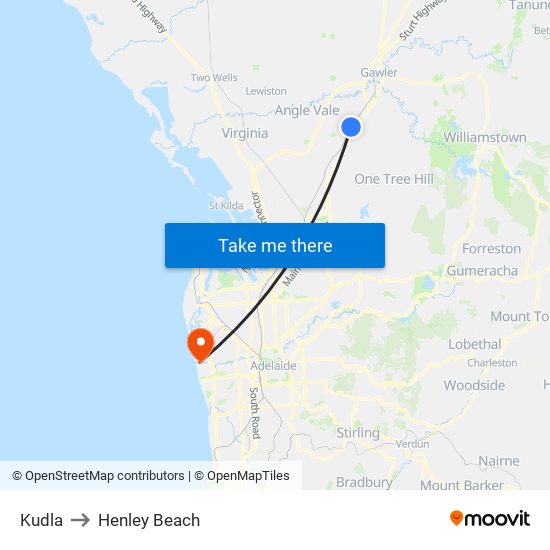 Kudla to Henley Beach map