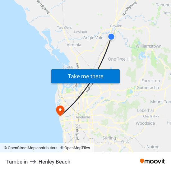 Tambelin to Henley Beach map