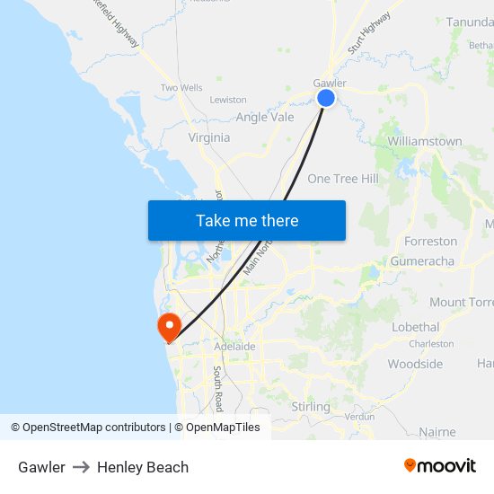 Gawler to Henley Beach map