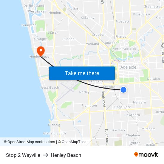 Stop 2 Wayville to Henley Beach map