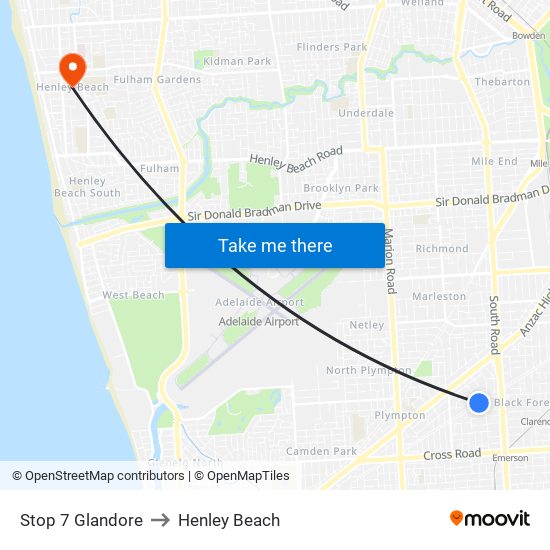 Stop 7 Glandore to Henley Beach map