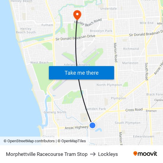 Morphettville Racecourse Tram Stop to Lockleys map