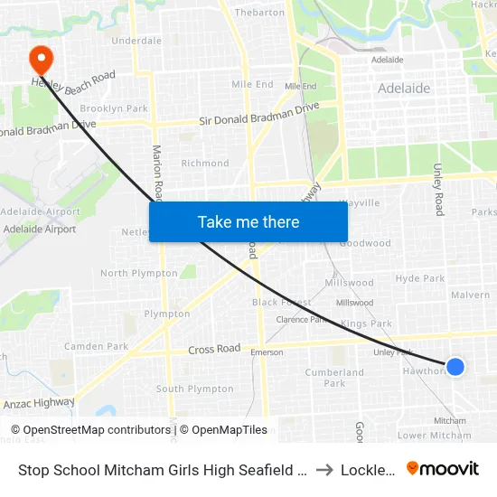 Stop School Mitcham Girls High Seafield Av to Lockleys map