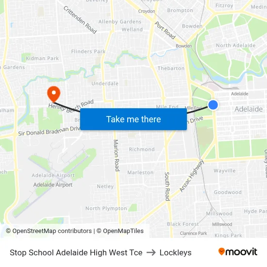 Stop School Adelaide High West Tce to Lockleys map