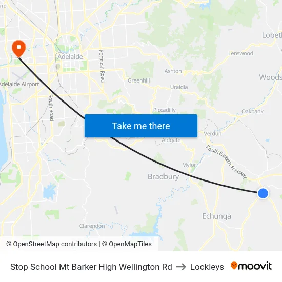 Stop School Mt Barker High Wellington Rd to Lockleys map