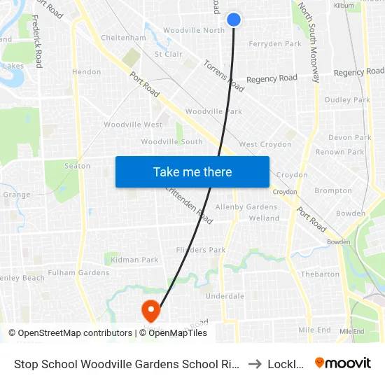 Stop School Woodville Gardens School Ridley Gr to Lockleys map