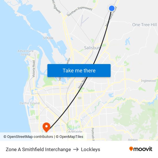 Zone A Smithfield Interchange to Lockleys map