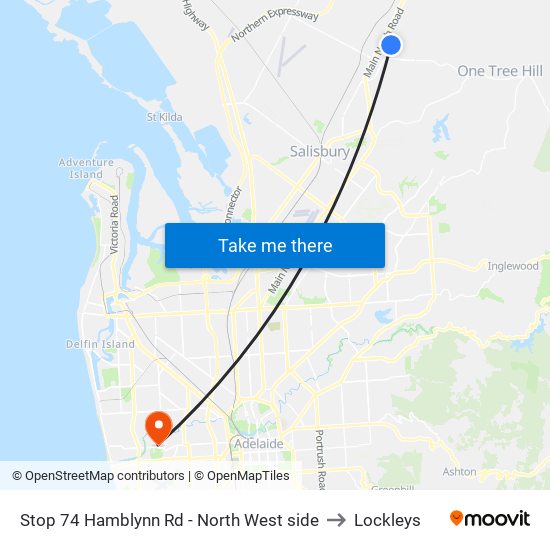 Stop 74 Hamblynn Rd - North West side to Lockleys map