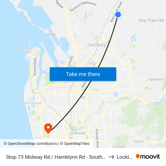 Stop 73 Midway Rd / Hamblynn Rd - South West side to Lockleys map