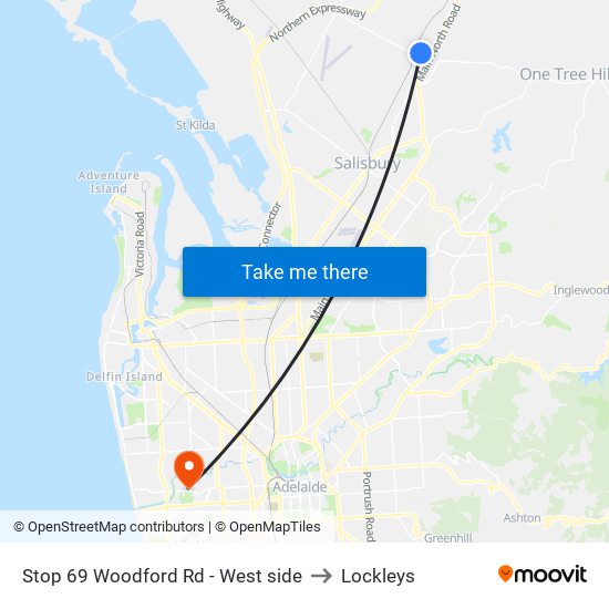 Stop 69 Woodford Rd - West side to Lockleys map