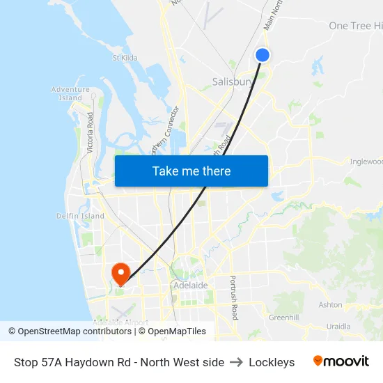 Stop 57A Haydown Rd - North West side to Lockleys map