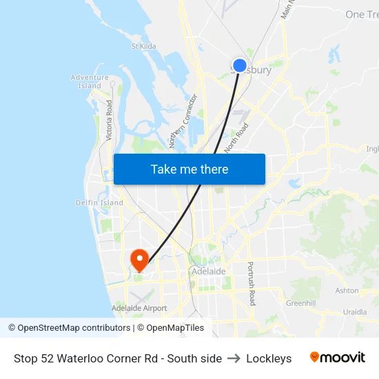 Stop 52 Waterloo Corner Rd - South side to Lockleys map