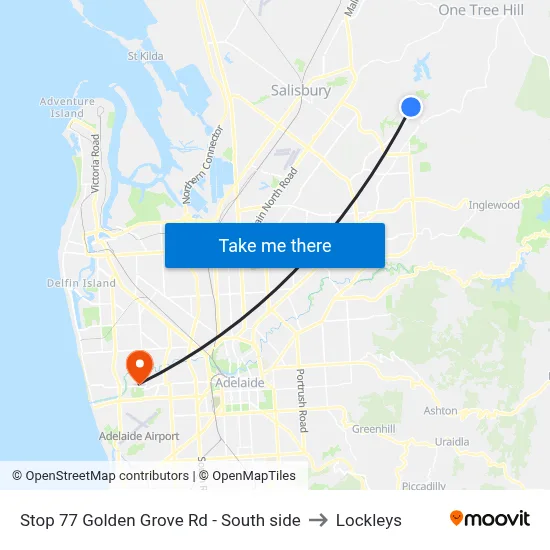 Stop 77 Golden Grove Rd - South side to Lockleys map