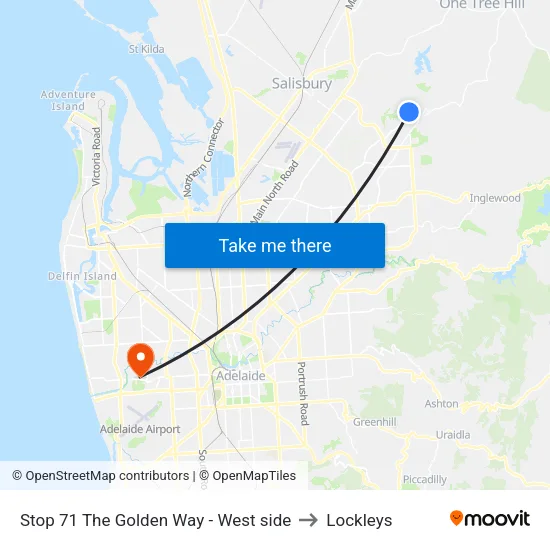 Stop 71 The Golden Way - West side to Lockleys map