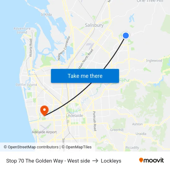 Stop 70 The Golden Way - West side to Lockleys map